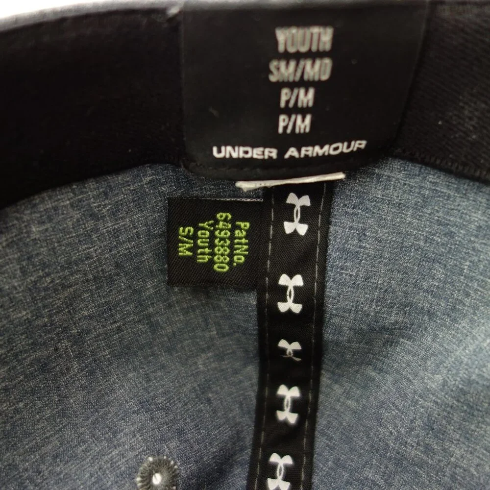 Under Armour Gray &‎ Neon Green Youth Fitted Baseball Hat Cap Sz SM / MD